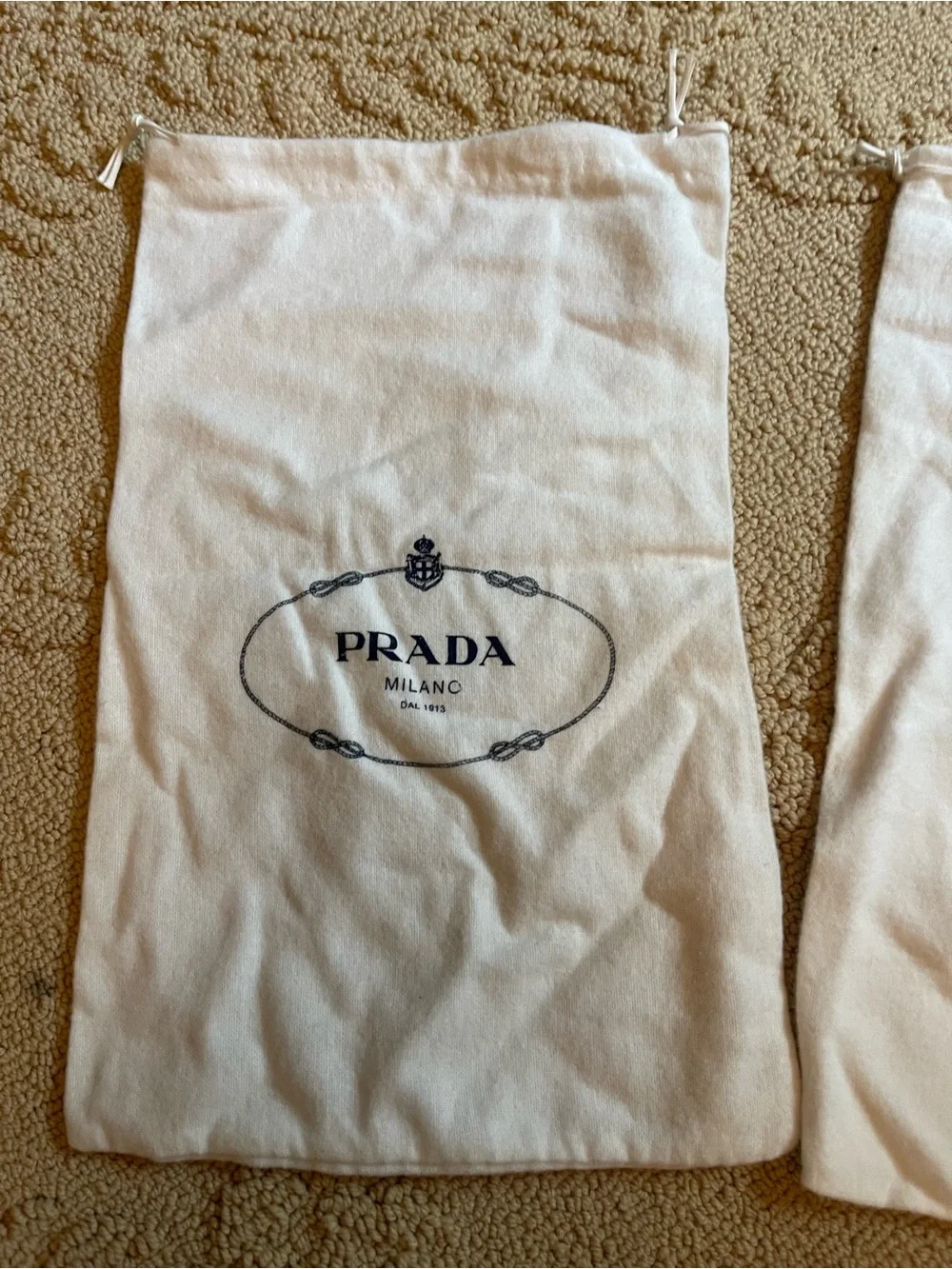 Prada Milano Dust Bags - Pair in Cream shoe bags